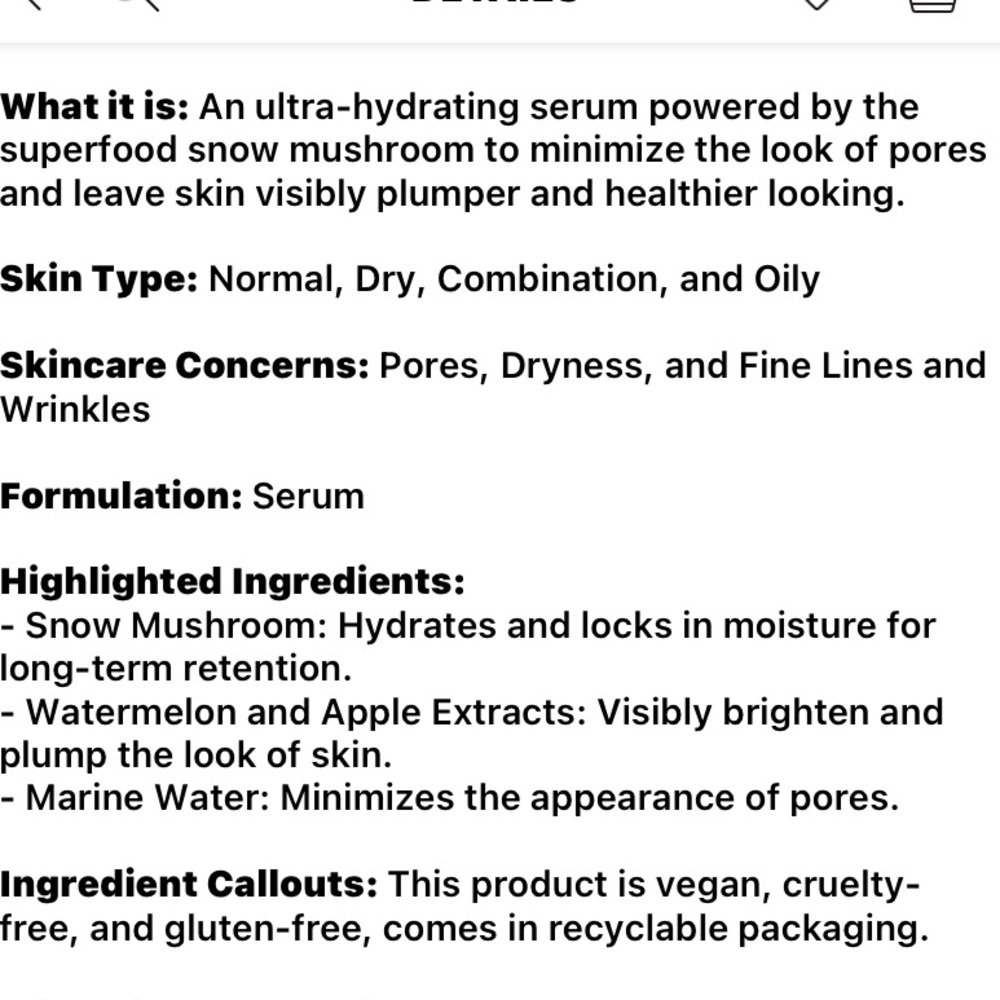 New Volition Snow Mushroom Water Serum / Sephora - Picture 12 of 16